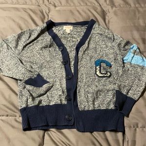‘C’ button down sweater
